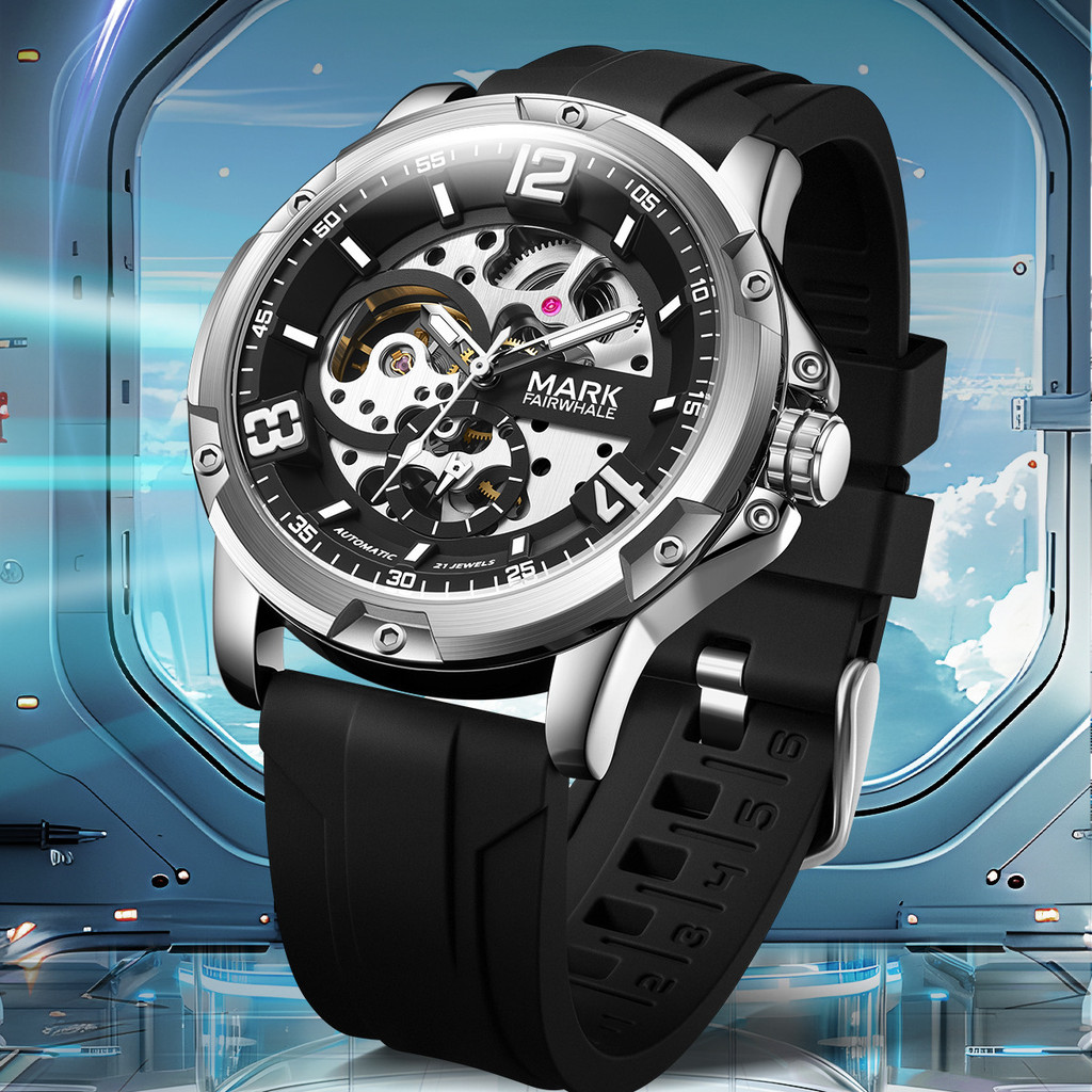 Jam Tangan Merek Mark Fairwhale Tahan Air Luminous Skeleton Otomatis Mekanis Dua Sisi Berkualitas