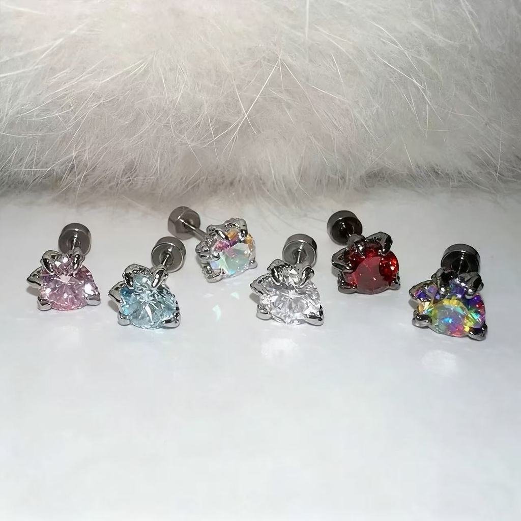 Anting Anting-anting Zircon Super Berkilau dengan Berlian Flash yang Dihiasi Unik Lima Cakar Skala N