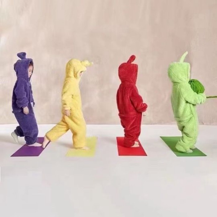 Pakaian Orangtua-anak Musim Gugur dan Musim Dingin untuk Pria dan Wanita Piyama Satu Potong Teletubb