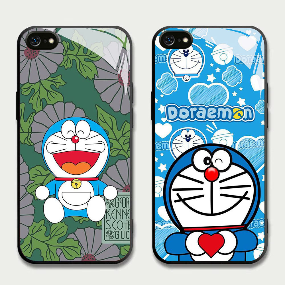 TS-9 Doraemon HD Glass Casing untuk iPhone 6 6S 7 8 Plus SE X XS XR Max
