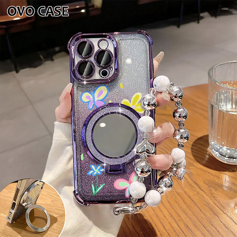 Case Oppo Gemerlap Stand Holder Garskin Soft Case Oppo A18 A3 A3 Pro A33 A36 With Strap Dengan Stand