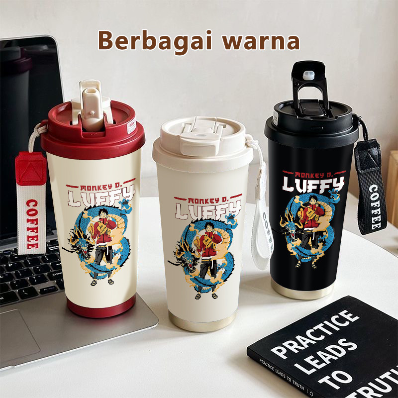 Luffy Dragon Anime COD  Tumbler kopi 500ml  Bottle Premium Termos air panas  Stainless steel 316 Vac