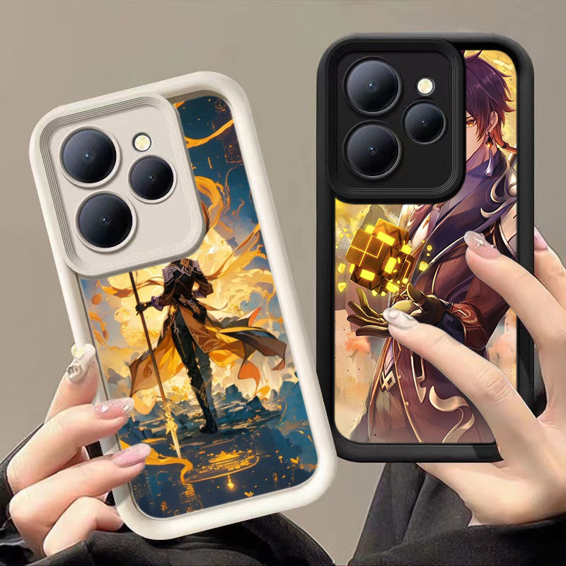 HA124 Zhongli Genshin Impact game Untuk Infinix Casing hp Softcase Silikon Kasing untuk Tecno POP 9 