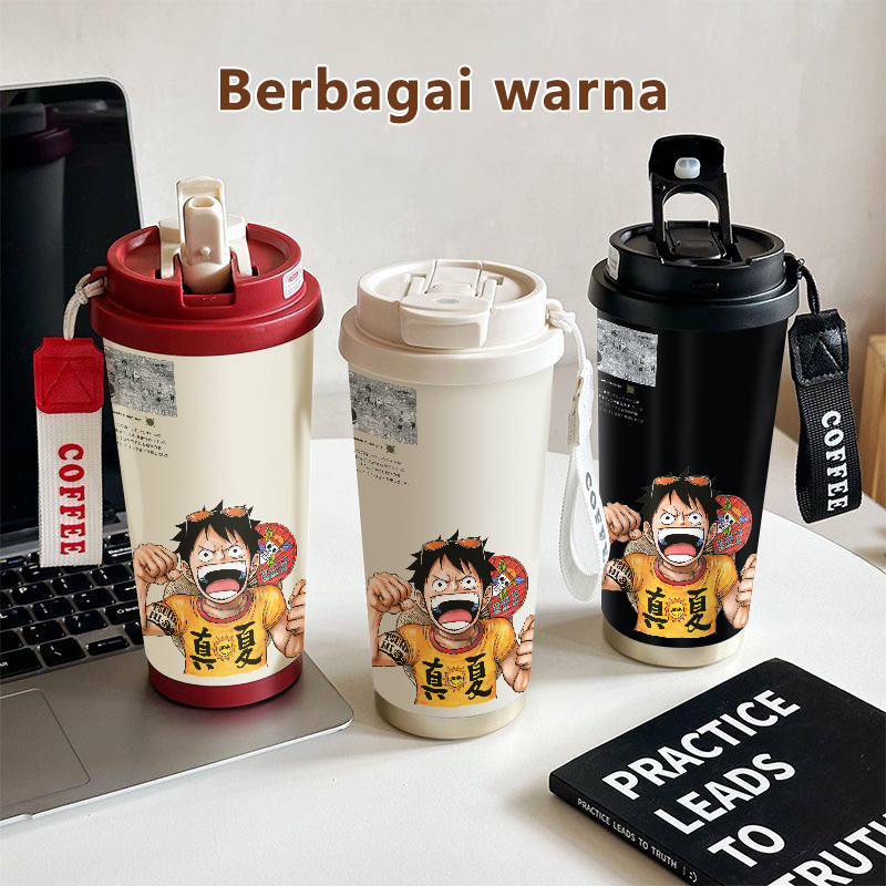 Luffy One - Piece Anime COD  Tumbler kopi 500ml  Bottle Premium Termos air panas  Stainless steel 31