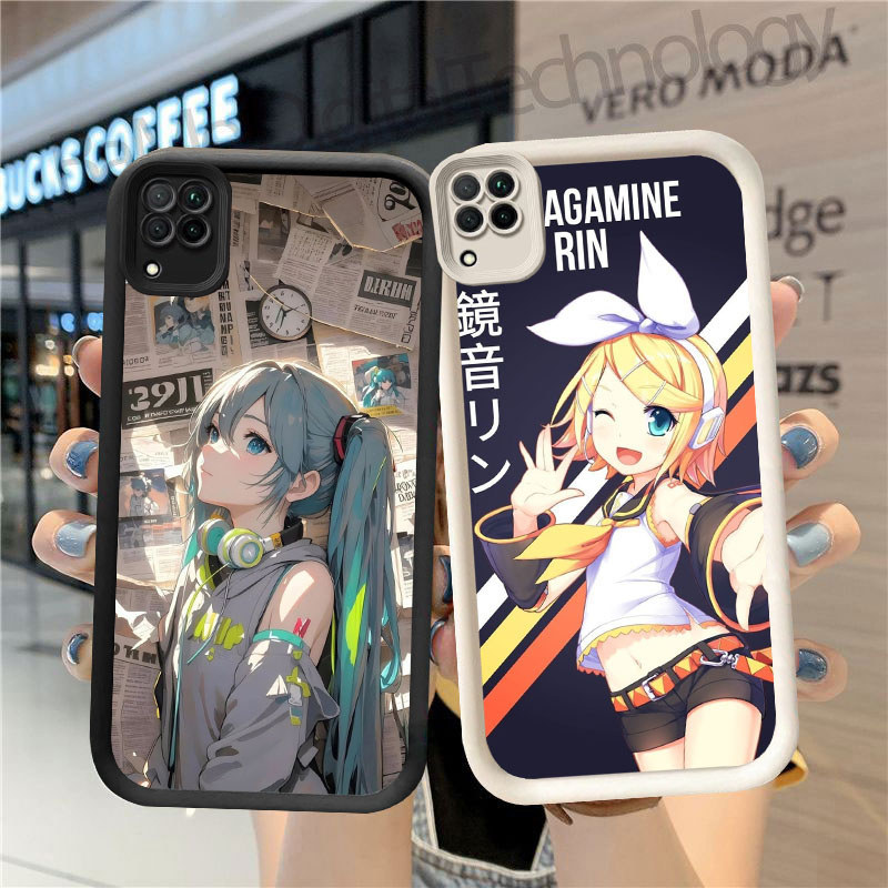 DW-47 Kagamine Twins Anime Silicone Casing hitam putih untuk for Samsung A12 A22 5G
