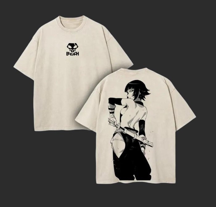 Kaus Grafis Keren Soi Fon Jepang Baru Kaus Ukuran Besar Dicuci Antik Anime BLEACH Pakaian Pria Wani