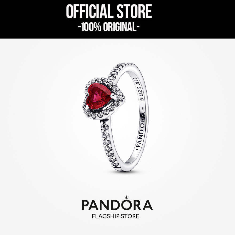 Pandora Elevated Red Heart Ring Cincin Wanita Manis & Elegan | Perhiasan Cantik Untuk Hadiah