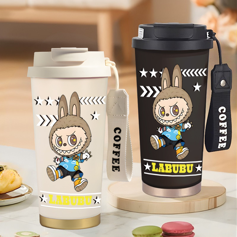 Botol Minum Anak Cute Labubu Monster Doll 500ML SUS316 BPA Free | Anti Bocor 100% | Tahan Panas & Di