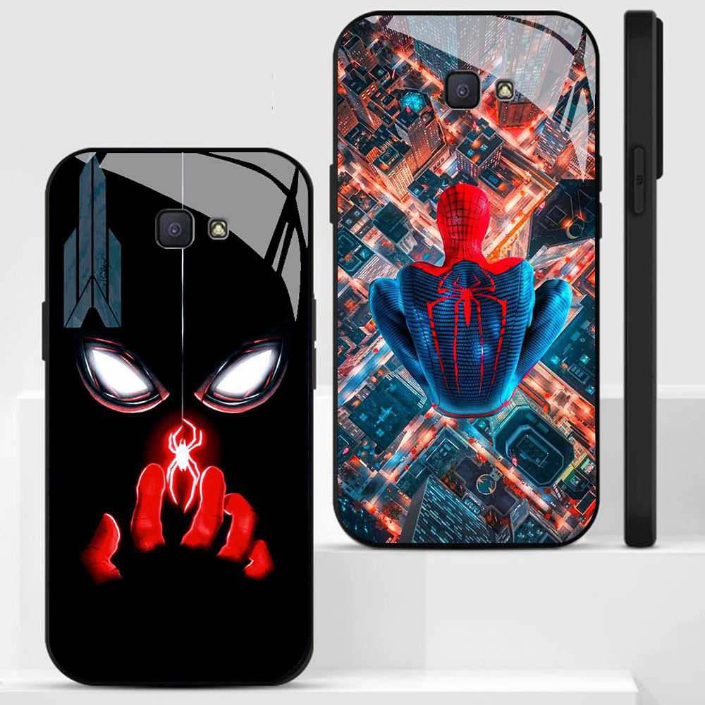 KT-32 Spiderman HD Glass Casing untuk Samsung Note 9 S24 S25 FE Ultra J7 Prime J6 J4 Core Pro Plus