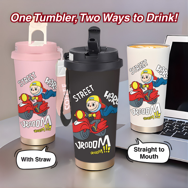 Botol Minum Anak Cute Labubu Monster Doll 500ML SUS316 BPA Free | Anti Bocor 100% | Tahan Panas & Di