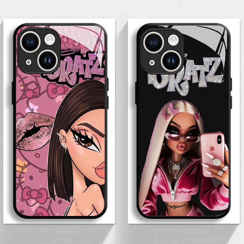 KR-84 Bratz HD Glass Casing untuk iPhone 11 13 12 Mini Pro Max