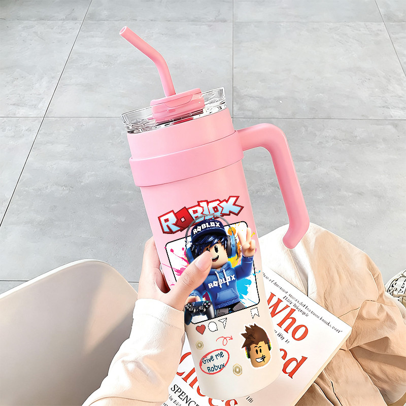 Roblox Gamer Robux  Tumbler sus304 Stainless Steel Botol Minum 1200ml Termos Tahan Panas Dingin Air 