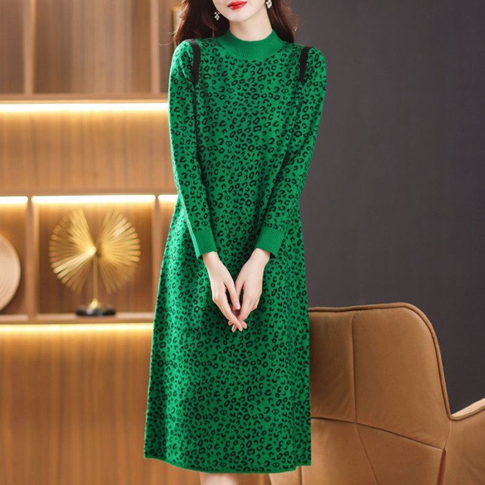 Ibu Gemuk Ukuran Besar Di Atas Lutut Panjang Sweter Rajutan Rok Sweter Wanita Setengah Baya Musim Gu