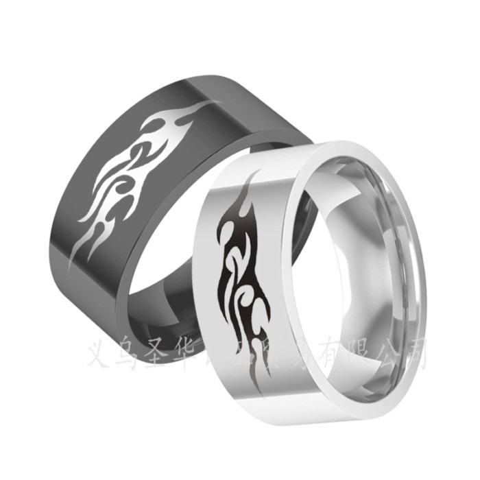 Stainless Steel Men's Retro Totem Dragon Pattern Couple Ring Jewelry Titanium Steel Ring