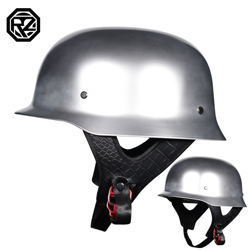 Helm retro Jerman Orz pria  wanita, helm setengah ringan motor cruiser, gaya tentara Perang Dunia II