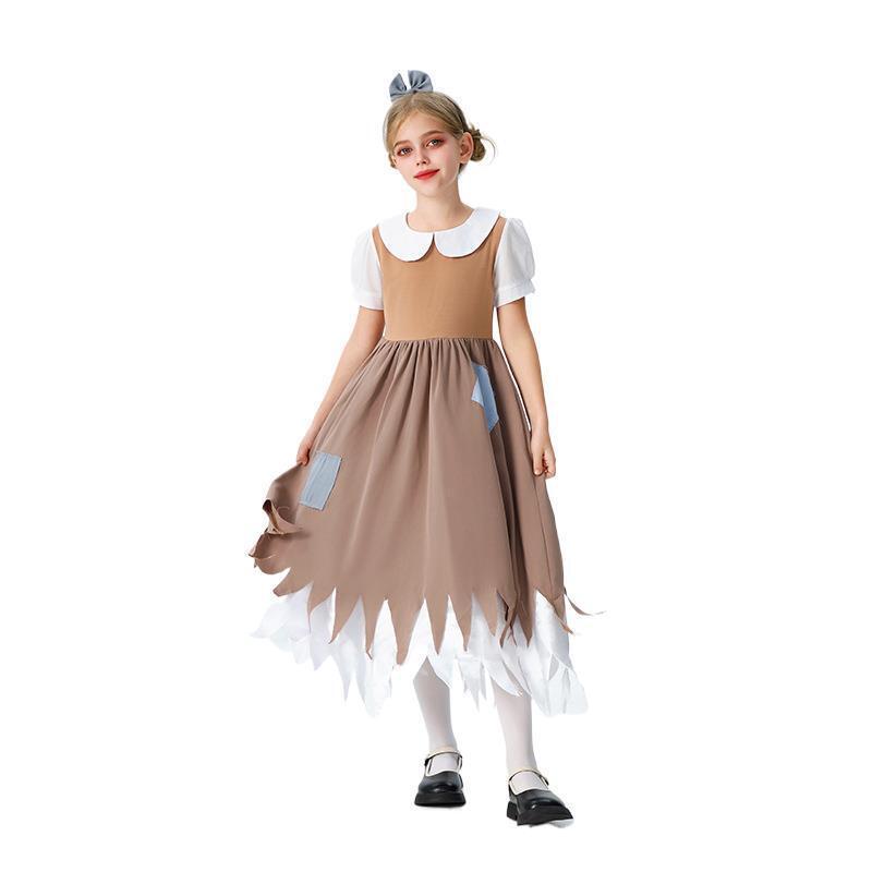 Kostum Halloween Anak Snow White Cosplay Gaya Pastoral Manor Farm Maid Gaun Santai Berkualitas