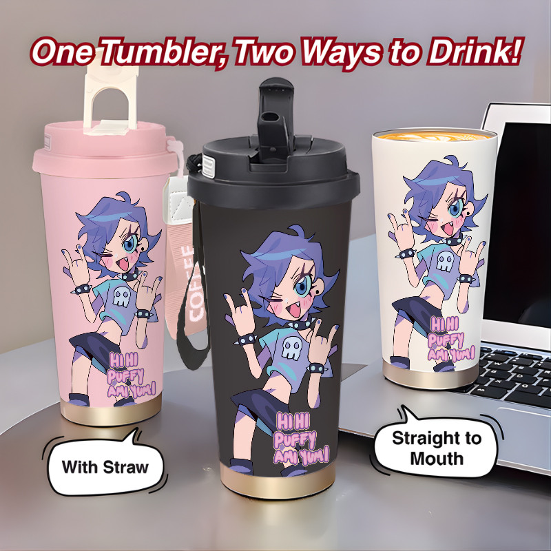 Tumbler Puffy AmiYumi Cartoon | 500ml | Stainless Steel 316 | Anti Bocor Tahan Panas & Dingin 12 Jam