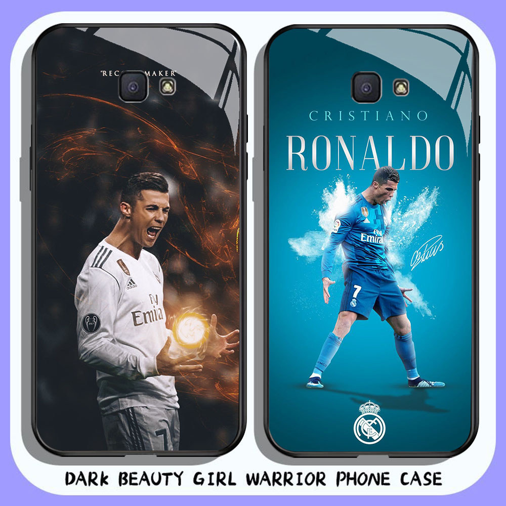 HR-10 Cristiano Ronaldo CR7 HD Glass Casing untuk Samsung Note 9 S24 S25 FE Ultra J7 Prime J6 J4 Cor