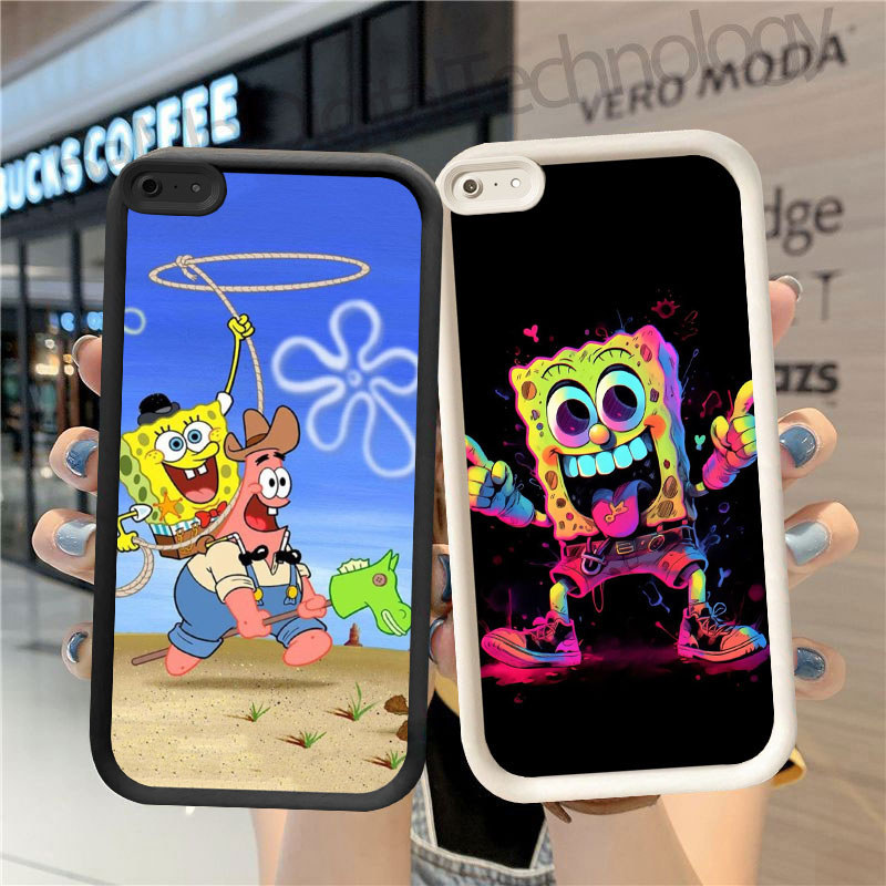 DW-81 SpongeBob SquarePants Silicone Casing hitam putih untuk for Realme Narzo A37 P1 C30 Narzo50iPr