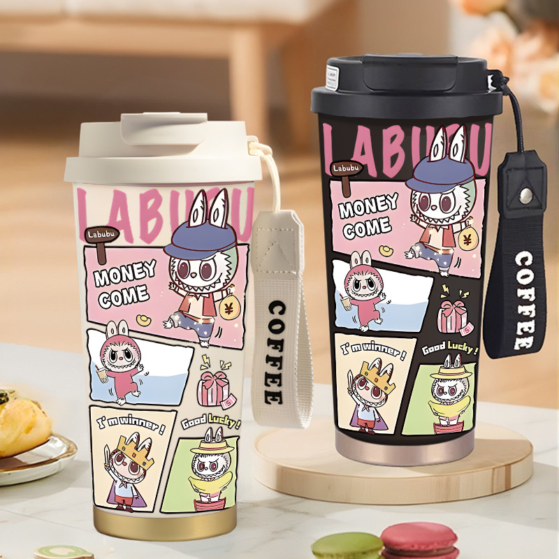 Botol Minum Anak Cute Labubu Monster Doll 500ML SUS316 BPA Free | Anti Bocor 100% | Tahan Panas & Di
