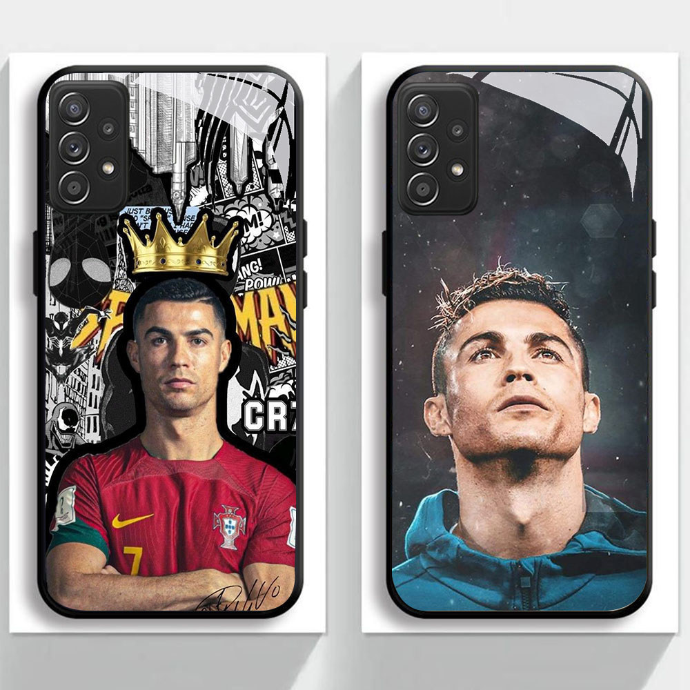 KB-8 CR7 Cristiano Ronaldo HD Glass Casing untuk Samsung Note 9 S24 S25 FE Ultra J7 Prime J6 J4 Core