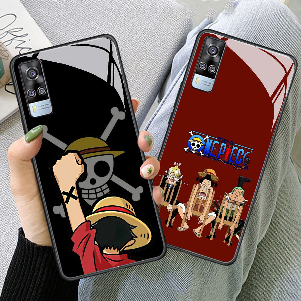 TS-16 One Piece Luffy HD Glass Casing untuk VIVO Y51 V21E Y31 Y52 V21S V21 V20 Y53S