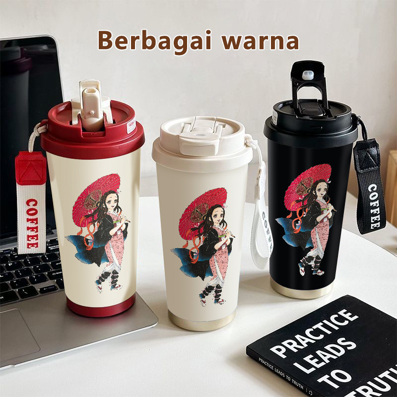 Anime Girl Red Umbrella Kimono  COD  Tumbler kopi 500ml  Bottle Premium Termos air panas  Stainless 