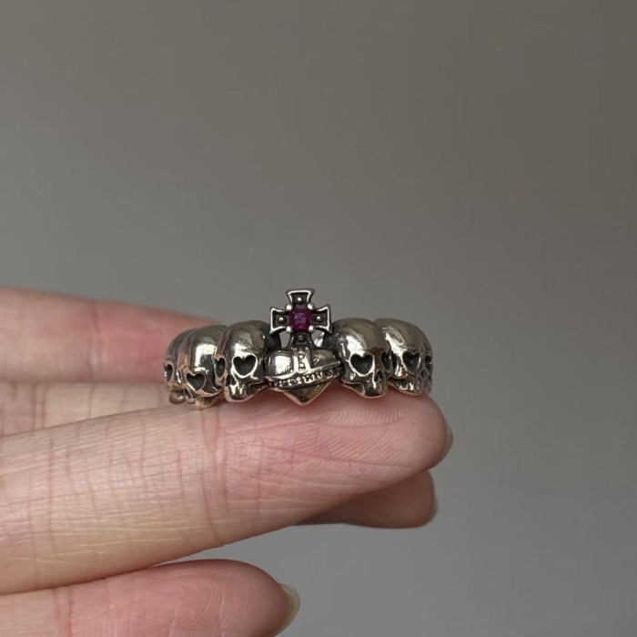 Vintage Retro Distressed Skull Cross Ring Personalized Trendy Hip-hop Niche Non-fading Ring