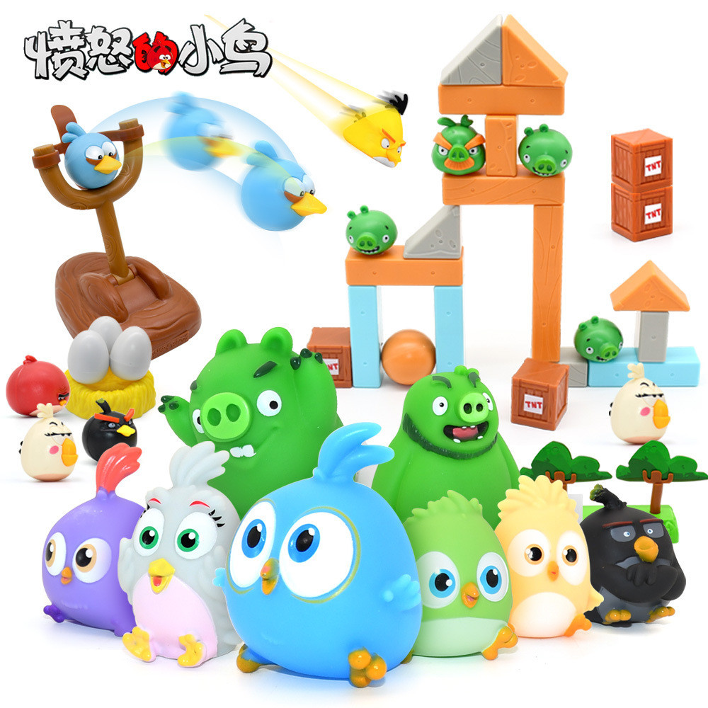 Mainan Anak Set Angry Birds asli untuk anak laki-laki, pembangunan adegan interaktif yang edukatif, 