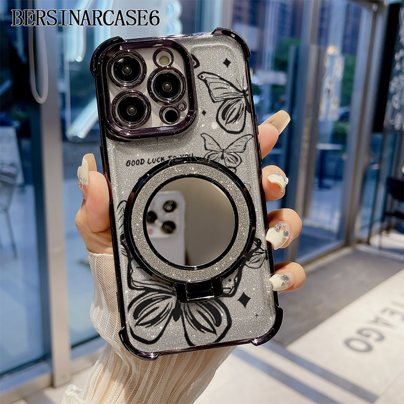 Case Redmi 10A 10C 11A 12C Case Dengan Stand Cermin Bracket Stand Soft Case Redmi Note 9 Note 10 Cer