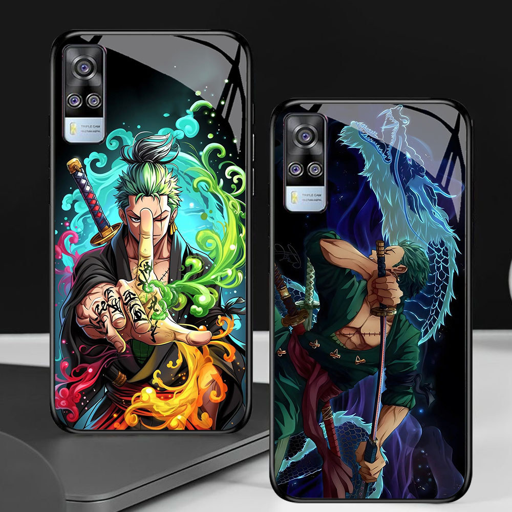 FX-70 One Piece Zoro HD Glass Casing untuk VIVO Y51 V21E Y31 Y52 V21S V21 V20 Y53S