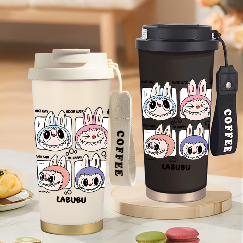 Botol Minum Anak Cute Labubu Monster Doll 500ML SUS316 BPA Free | Anti Bocor 100% | Tahan Panas & Di