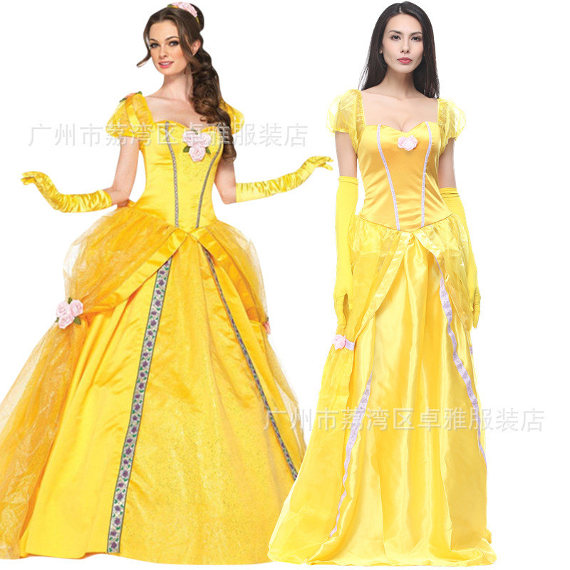 Kostum Halloween Baru Gaun Dewasa Topeng Belle  Putri Salju Berkualitas