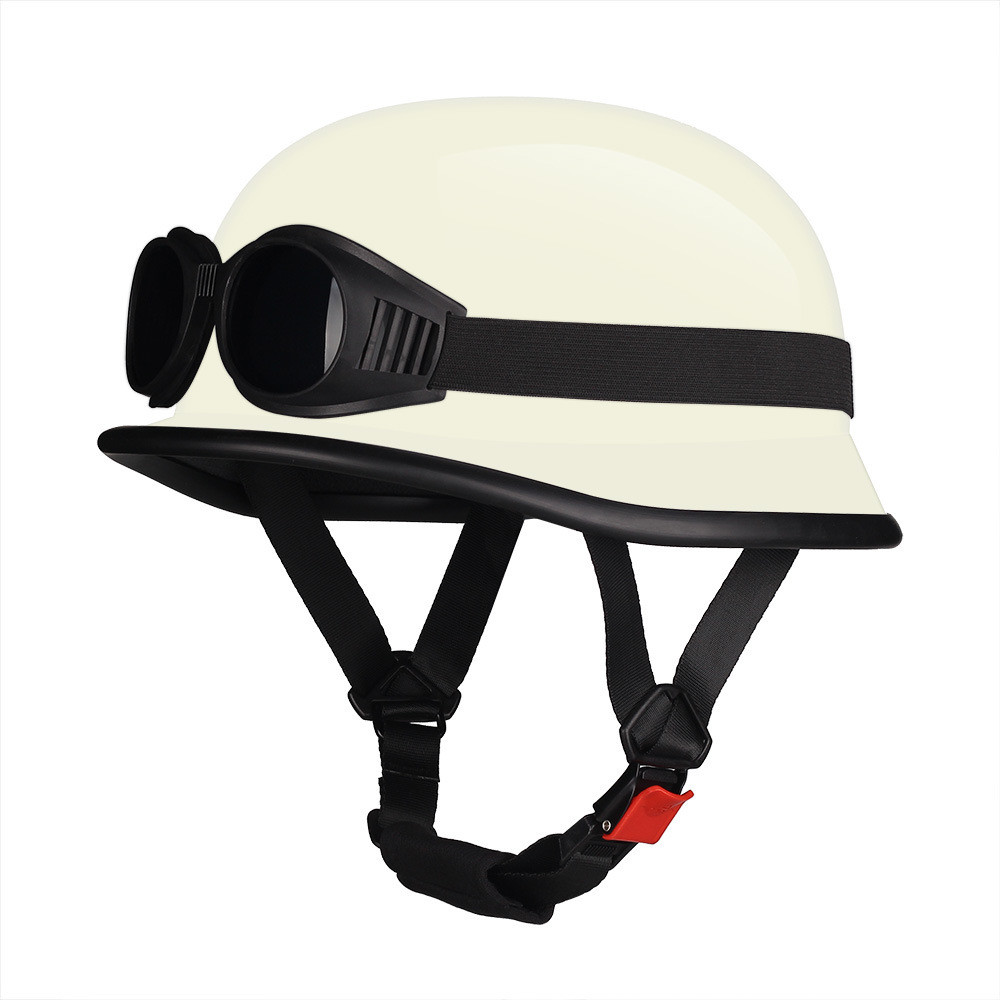 Helm setengah retro bergaya Jerman untuk wanita  pria, motor skuter, helm tentara bersertifikasi 3C 