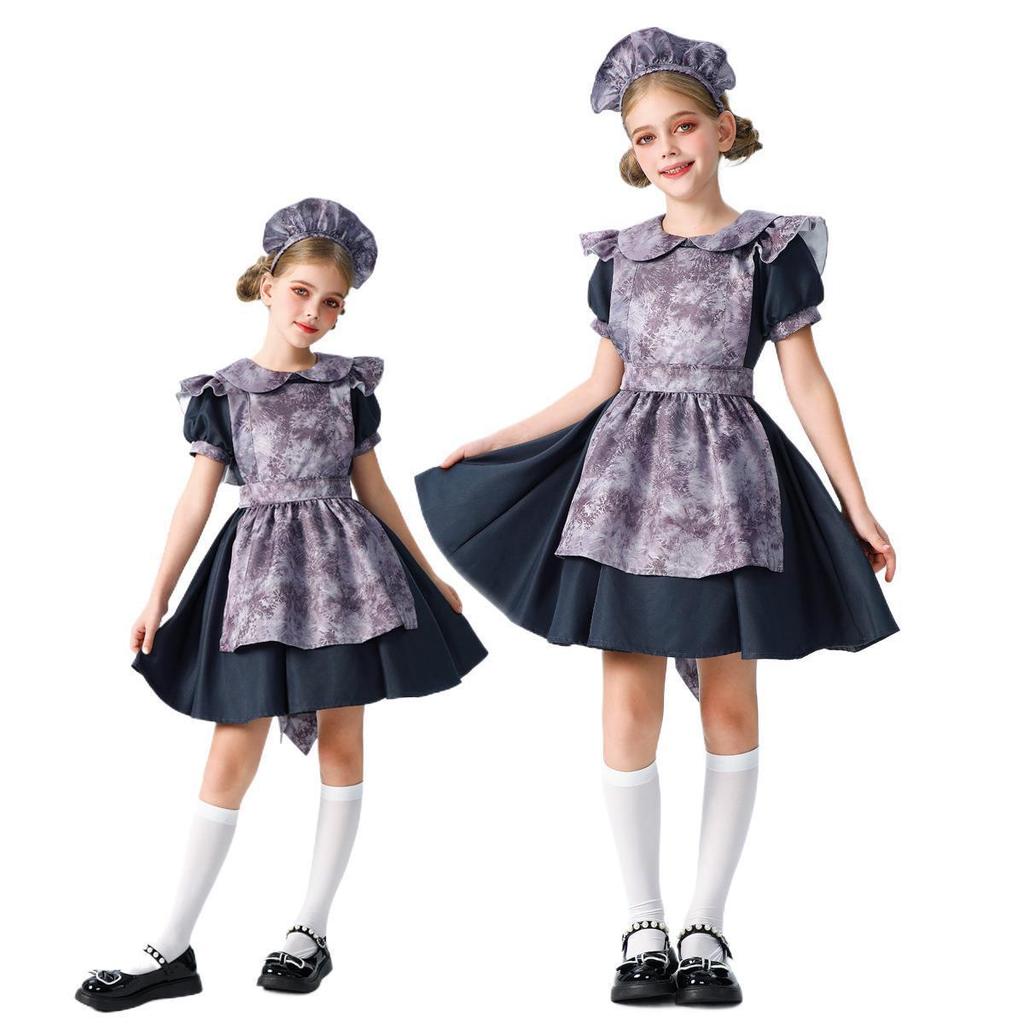 Kostum Halloween Labu Penyihir Anak Boneka Horor Gadis Pelayan Gaun Lolita Berkualitas