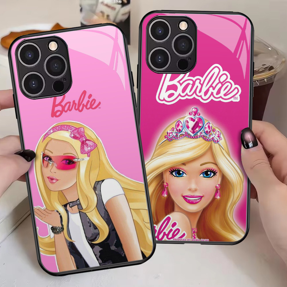 G-65 Barbie Girl HD Kaca Casing untuk iPhone 15 8 XR 6S XS 7 X 6 Plus Pro Max Case