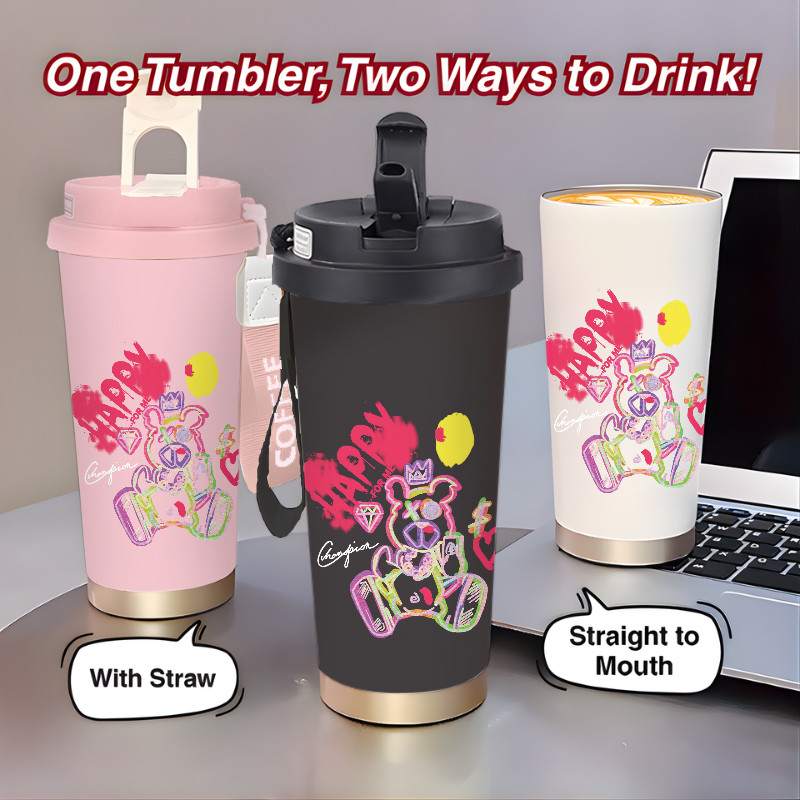 Botol Minum Anak Cute Monster Crew 500ML SUS316 BPA Free | Anti Bocor 100% | Tahan Panas & Dingin 12