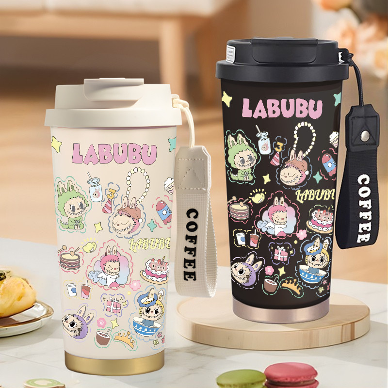 Botol Minum Anak Cute Labubu Monster Doll 500ML SUS316 BPA Free | Anti Bocor 100% | Tahan Panas & Di