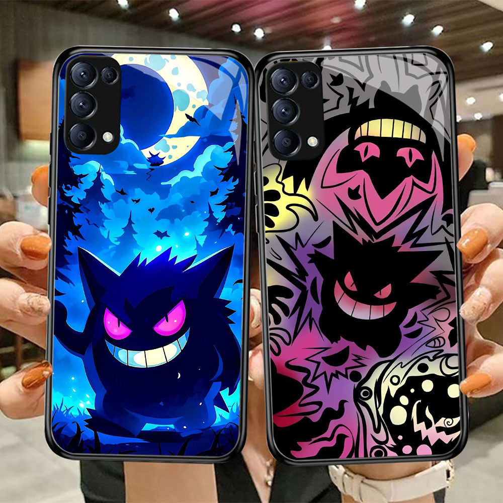 KR-64 Pokemon Gengar HD Glass Casing HP OPPO A91 F15 Reno 3 4 5 6 6Z 7