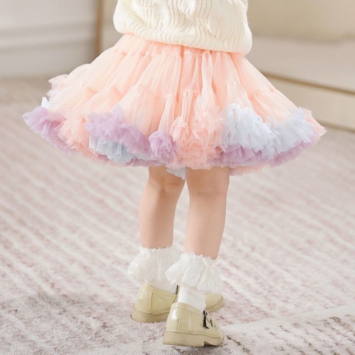 Rok Tutu Musim Panas Anak Perempuan Rok Setengah Perempuan Bayi Rok Tutu Pelangi Putri Anak-anak Rok