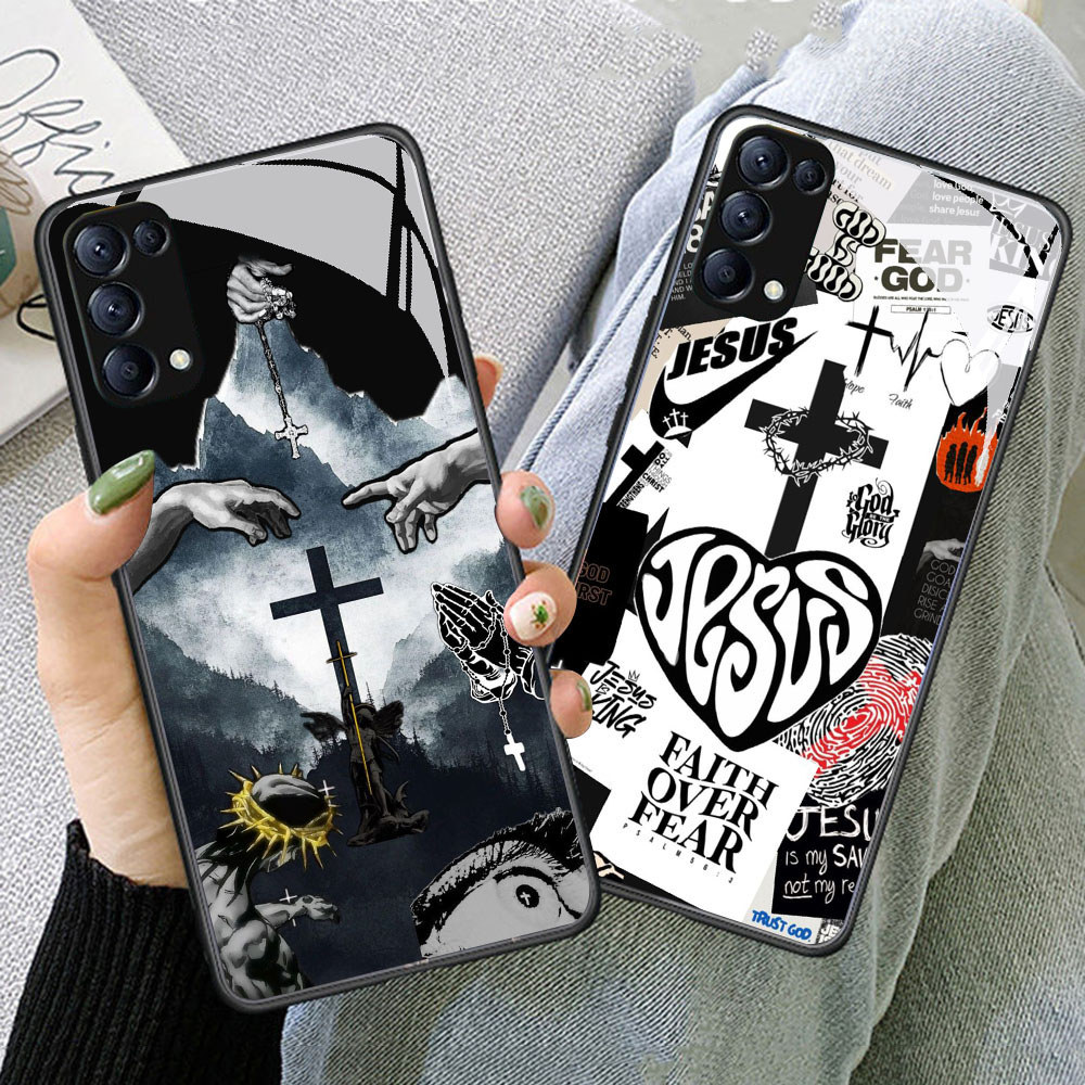 TS-64 Jesus HD Glass Casing HP OPPO A91 F15 Reno 3 4 5 6 6Z 7