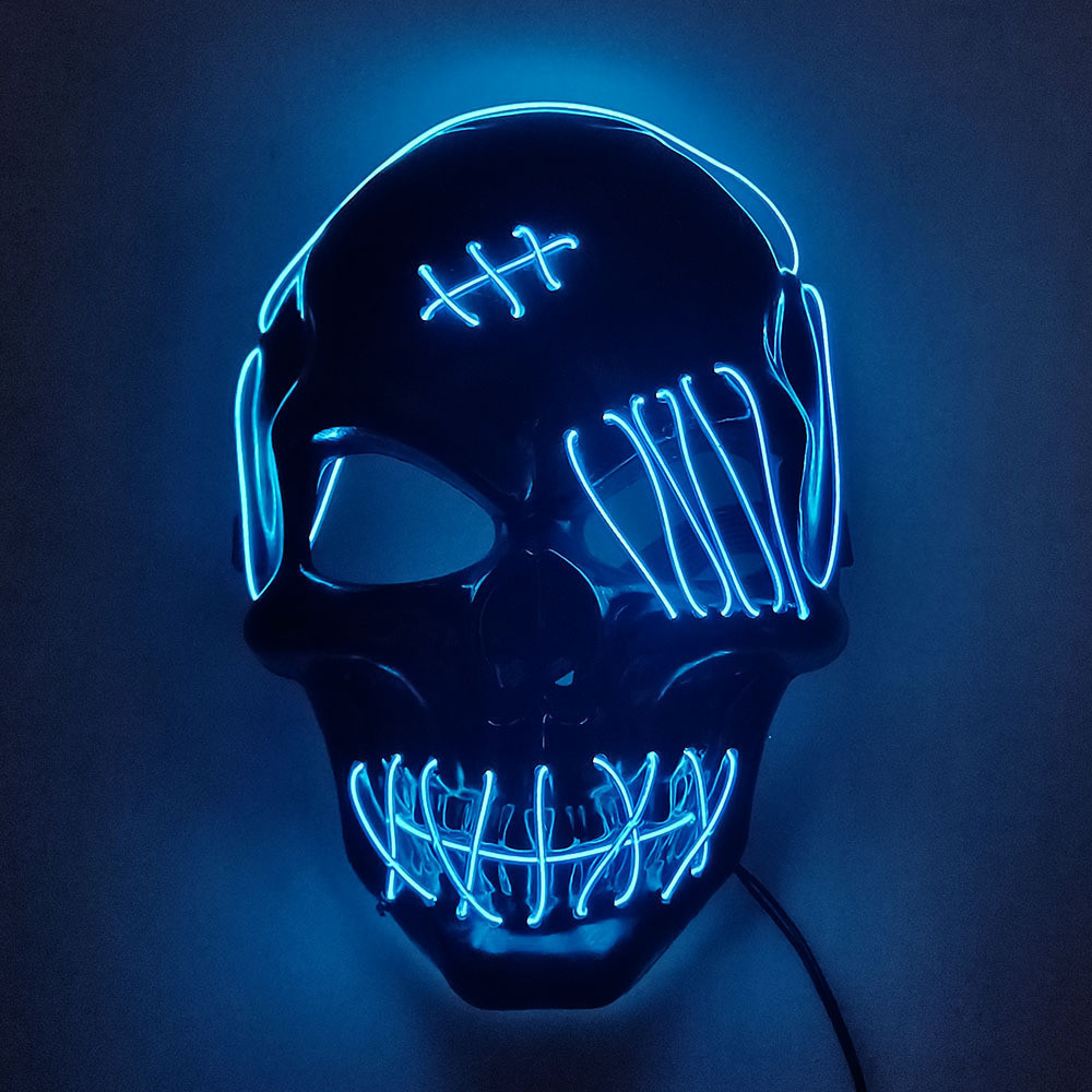 Topeng Mask Cosplay Kepala Tengkorak LED Cahaya  Halloween Horor Bajak Laut Menyala Kostum Peran Pla