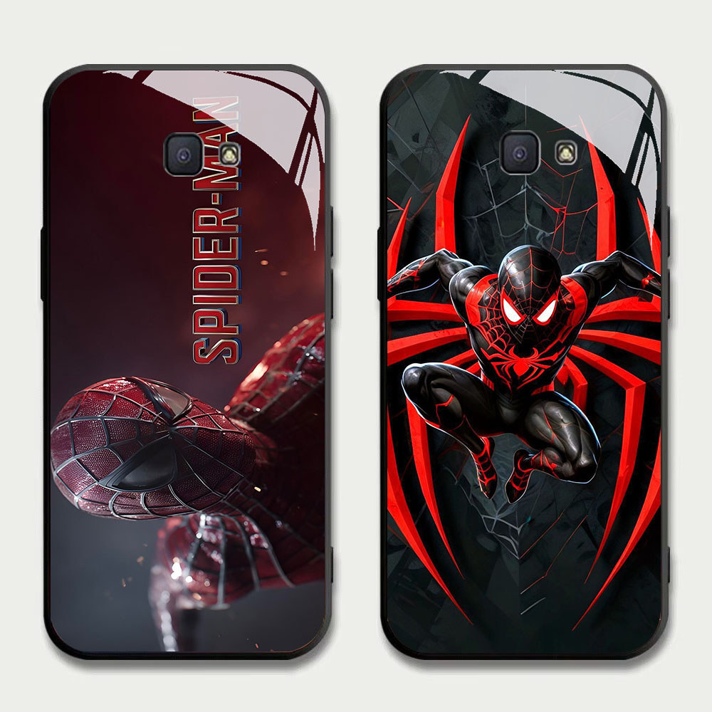 TS-7 SpiderMan HD Glass Casing untuk Samsung Note 9 S24 S25 FE Ultra J7 Prime J6 J4 Core Pro Plus