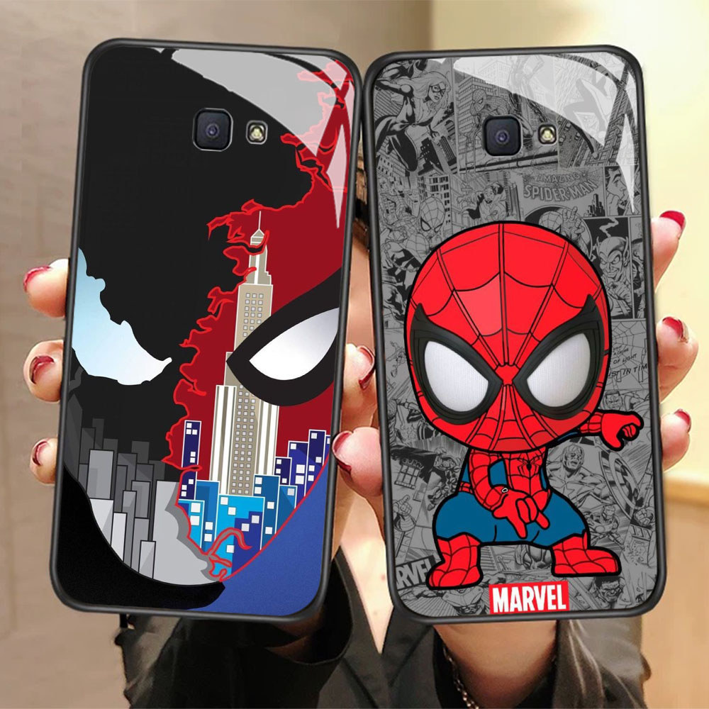 FX-85 Spiderman Hero HD Glass Casing untuk Samsung Note 9 S24 S25 FE Ultra J7 Prime J6 J4 Core Pro P