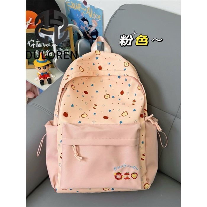 DULOREN Ransel Baru Ransel Bintang Apple Tas Kelas Siswa Siswa SMP Wanita Tas Komputer
