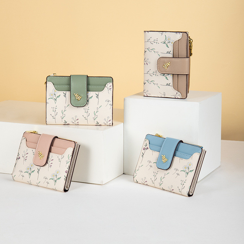 Dompet Wanita Simpel elegan Pendek Desain Asli Niche Koin Pemegang Kartu Kecil Segar Gaya Nuansa Mew