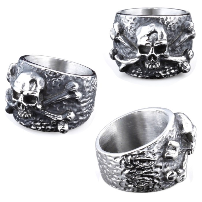 Stainless Steel Men's Ring Personalized Retro Punk Style Skull Men's Ring Stainless Steel Hot Selli