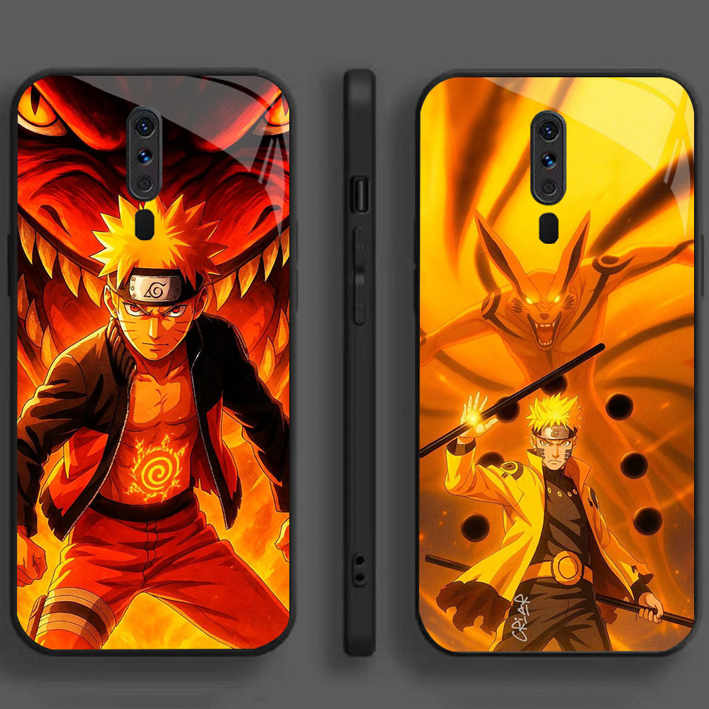 DW-57 Naruto Anime GLASS KACA Casing untuk HP OPPO Reno A12E F11 A3S A9 A5 2019 A9X 2Z 2F 2020 Pro
