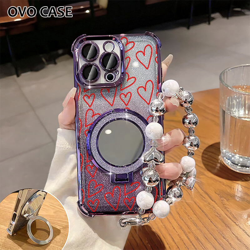 Case Oppo Gemerlap Stand Holder Garskin Soft Case Oppo A18 A3 A3 Pro A33 A36 With Strap Dengan Stand