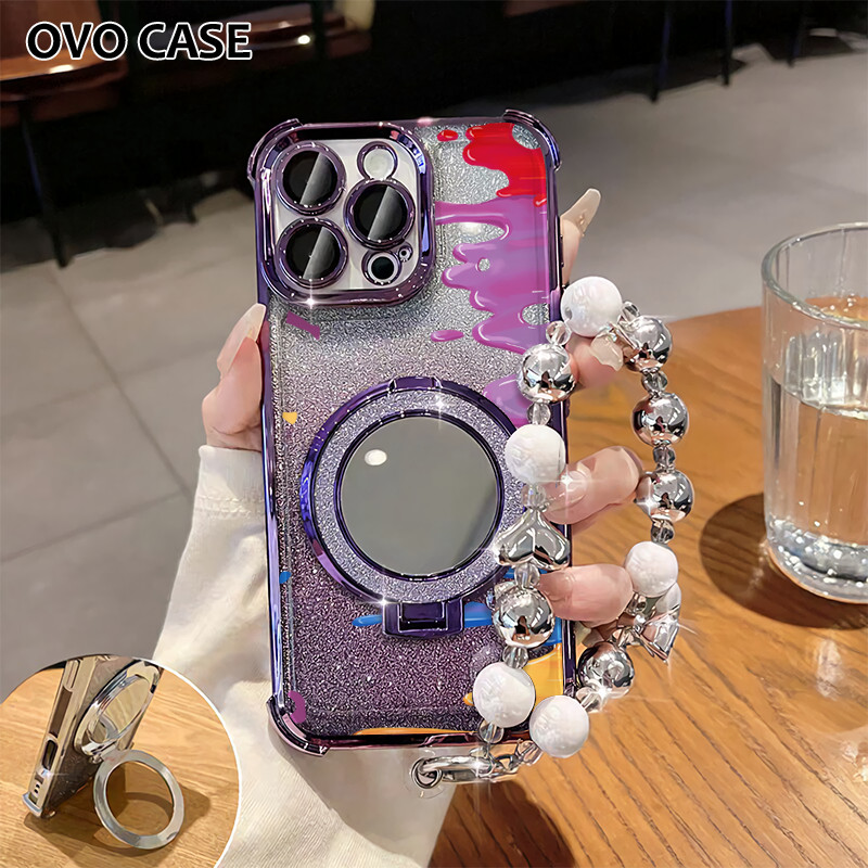 Case Oppo Gemerlap Stand Holder Garskin Soft Case Oppo A18 A3 A3 Pro A33 A36 With Strap Dengan Stand
